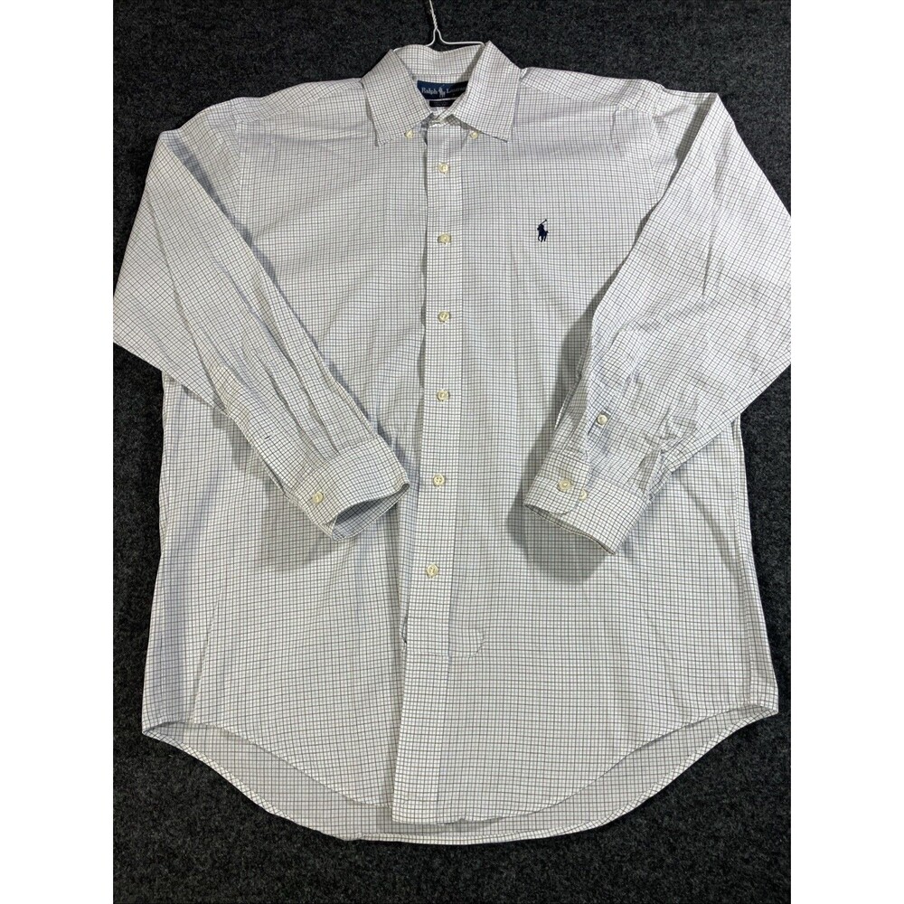 Vintage Ralph Lauren Yarmouth Shirt Mens 15 32/33 Plaid Tattersall Button Down